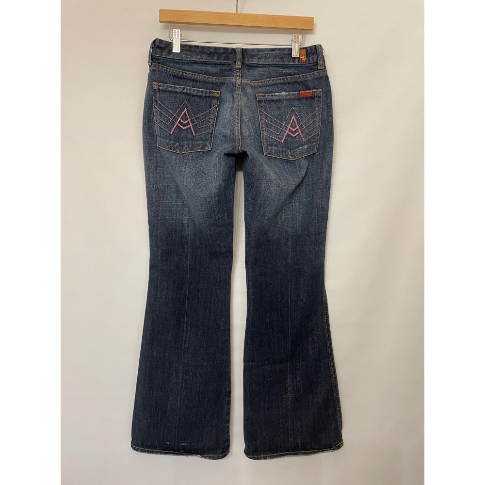 7 For All Mankind Womens 30 A Pocket Bootcut Flare Denim Jeans Low Rise USA Made - Picture 2 of 16